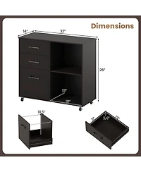 Mecale 3-Drawer Mobile Lateral File Cabinet and Printer Stand, Espresso