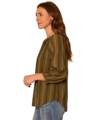 Democracy Women's Embroidered V-Neck Knit Top