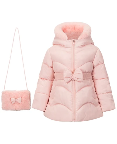 S Rothschild & Co Toddler Girls' 2T-5T Long-Sleeve Belted Coat With Purse