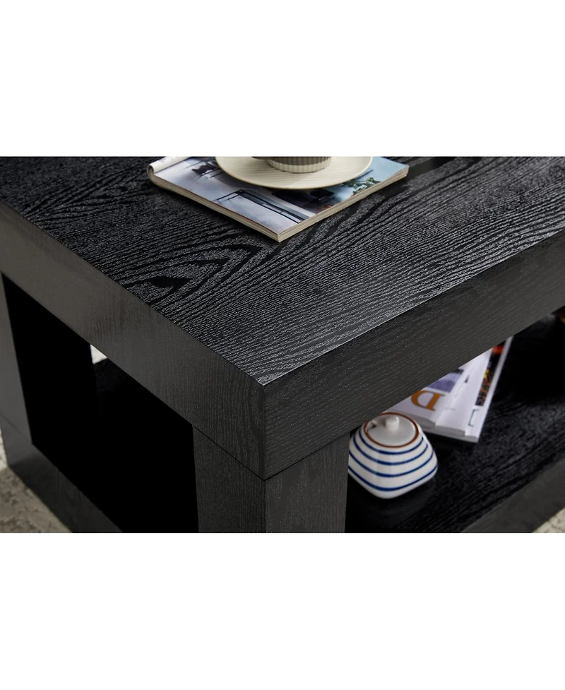 Streamdale Furniture Modern 2-Tier Rectangular Coffee Table with Open Storage Shelf