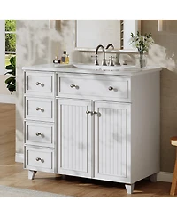 Tribesigns 36" Bathroom Vanity with Sink, Modern Bathroom Sink Cabinet with 3 Drawers and 2 Doors