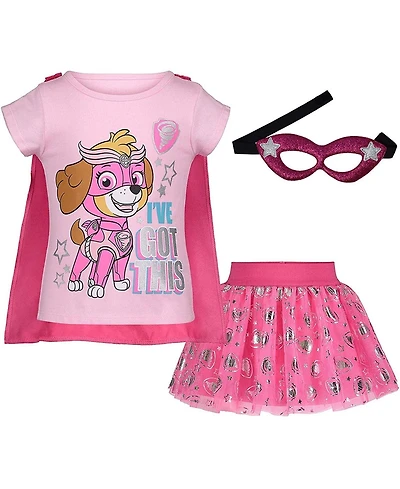 Paw Patrol Girls' 2T-16 Skye Tiered Tulle Tutu, Cape and Mask Costume Set