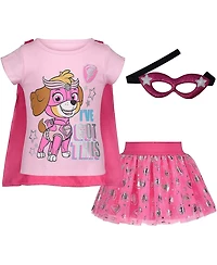 Paw Patrol Girls' 2T-16 Skye Tiered Tulle Tutu, Cape and Mask Costume Set