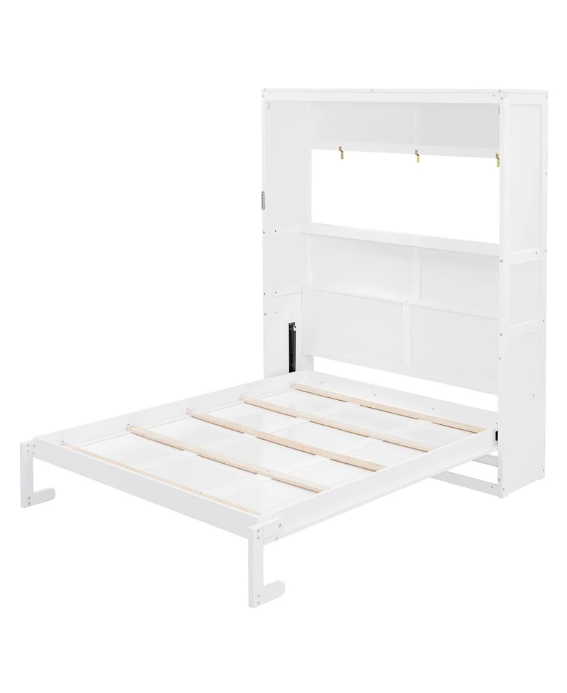 Streamdale Furniture Queen Size Murphy Bed Wall Bed with Shelves