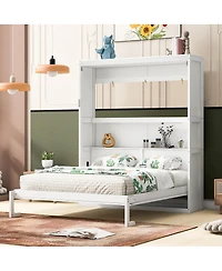 Streamdale Furniture Queen Size Murphy Bed Wall Bed with Shelves