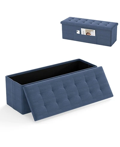 sumyeg 43-Inch Folding Storage Ottoman Bench with Padded Seat for Bedroom or Entryway