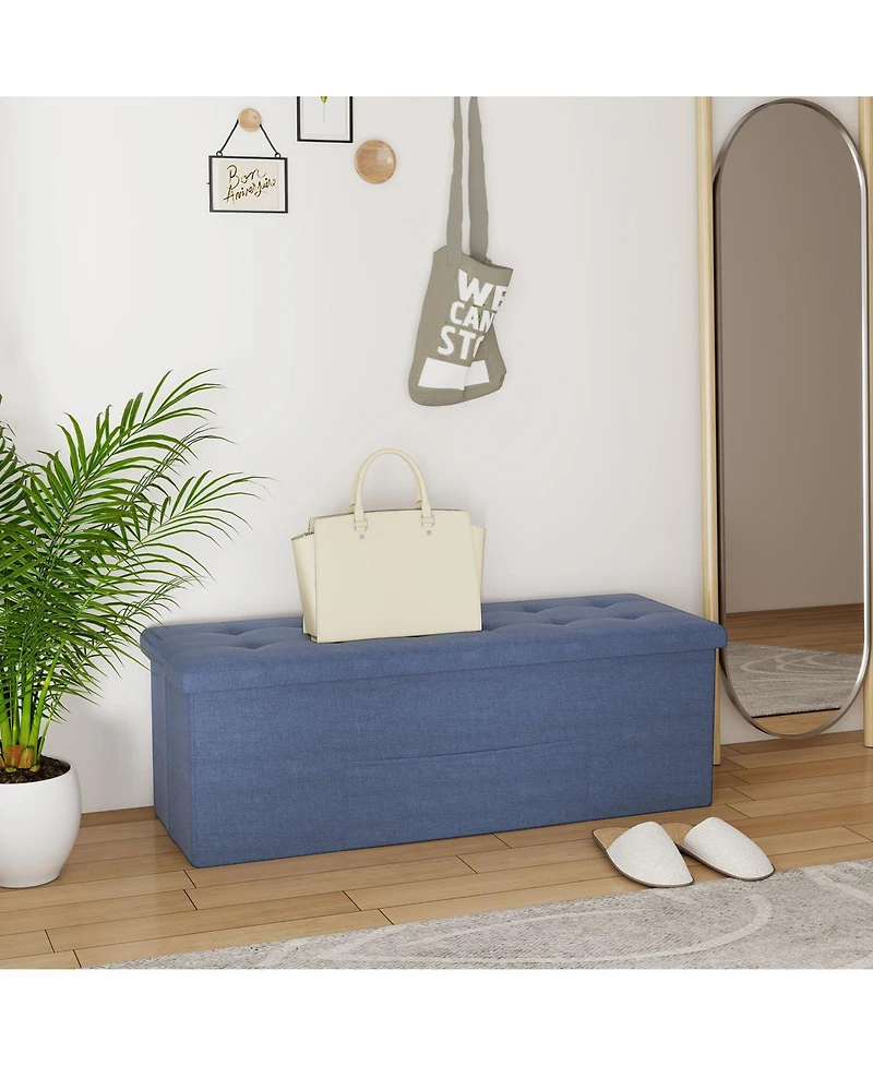 sumyeg 43-Inch Folding Storage Ottoman Bench with Padded Seat for Bedroom or Entryway