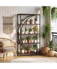 Costway 5-Tier Bookshelf, 65" Tall Industrial Etagere Bookcase with Half-Moon Shape