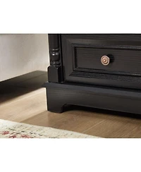 Streamdale Furniture Farmhouse 2-Drawer Side Table with Charging Station and Rustic Wood Base