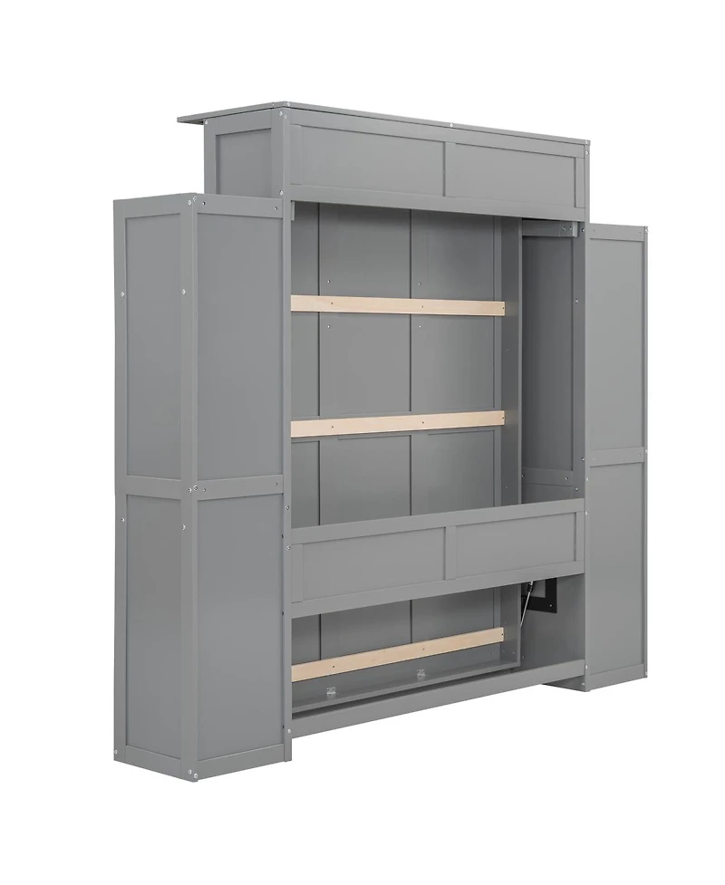 Streamdale Furniture Murphy Bed With Shelves and Led Lights