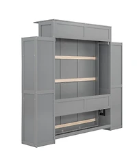 Streamdale Furniture Murphy Bed With Shelves and Led Lights
