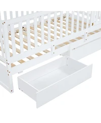 Streamdale Furniture Twin Wood Daybed With Drawers and Fence Rails