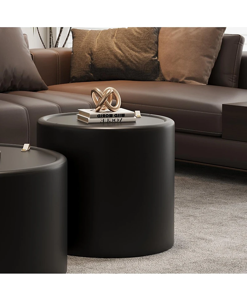 Streamdale Furniture Round Coffee Table with Tempered Glass Top and Hidden Storage