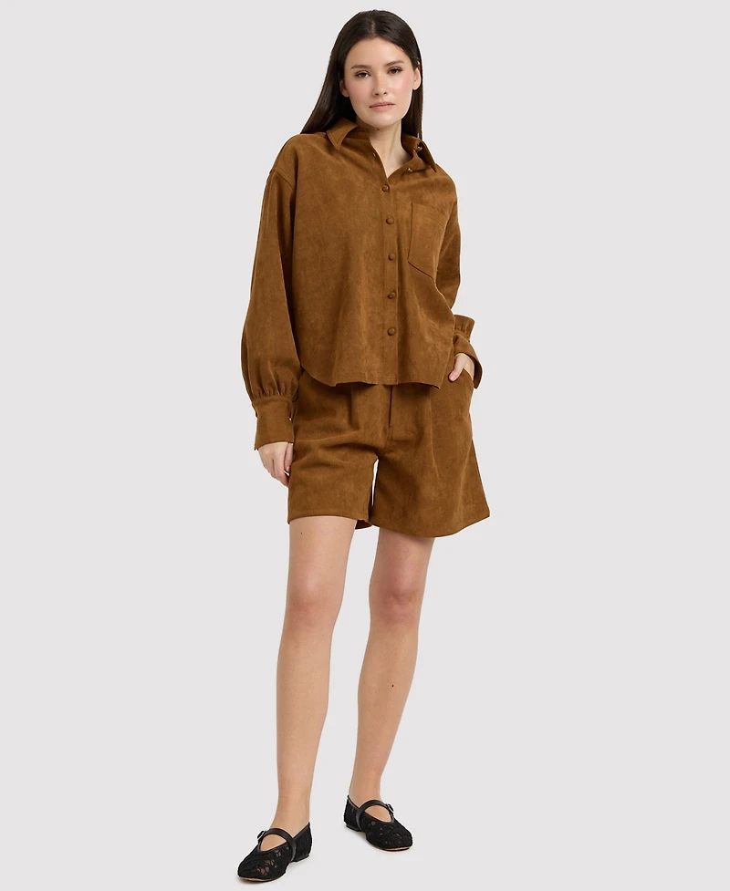 En Saison Women's Pleated Mid-Rise 4-Pocket Shorts