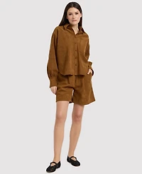 En Saison Women's Pleated Mid-Rise 4-Pocket Shorts