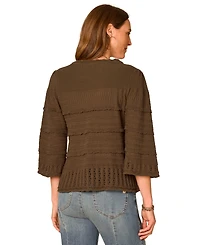 Democracy Petite Bell-Sleeve Round Neck Sweater