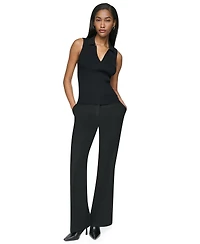 Dkny Women's Collared V-Neck Sleeveless Sweater