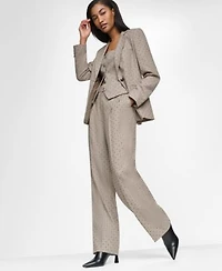 Dkny Womens One Button Notch Collar Blazer High Rise Straight Leg Full Length Pants