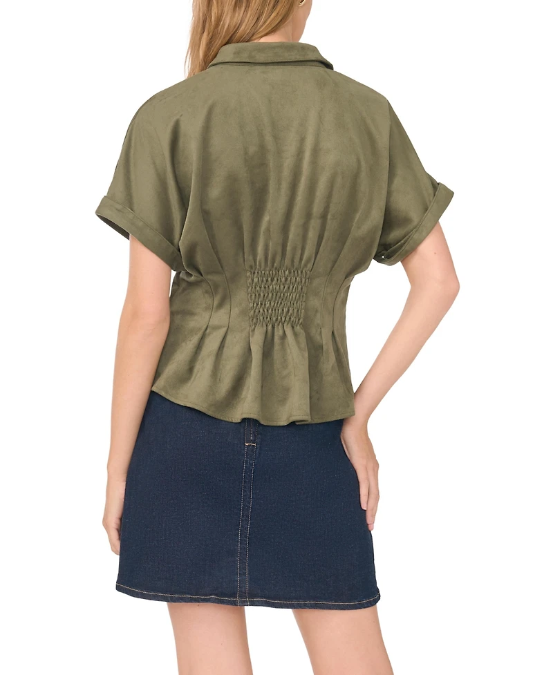 Vince Camuto Women's Short-Sleeve Button-Down Shirt Top