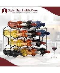 Sorbus Stackable 14 Bottle Honeycomb Design Metal Wine Rack - Cabinet, Pantry, Bar and More