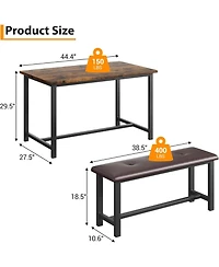 homfan 4-Person Dining Set with 2 Benches – Rectangular Table for Small Apartments, Modern Dining Room Bench Set for 4