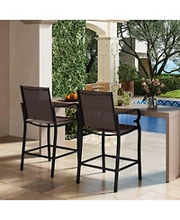Gymax Set of 2 Outdoor Counter Height Bar Stools with Back Armrest and Footrest