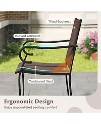 Sugift Set of 4 Outdoor Counter Height Bar Stools with Breathable Mesh Fabric