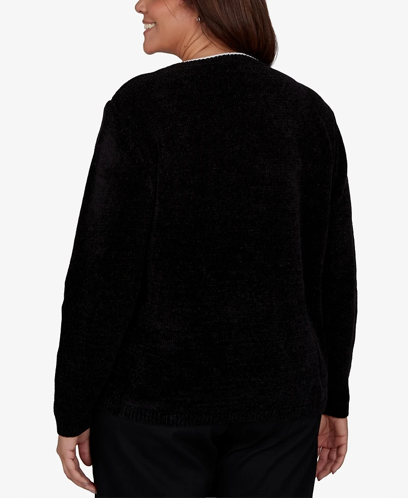 Alfred Dunner Plus Classic Textured Chenille Colorblock Sweater