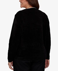 Alfred Dunner Plus Classic Textured Chenille Colorblock Sweater