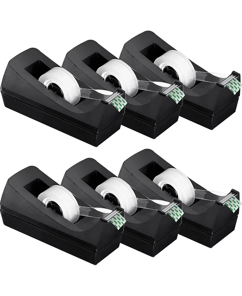 Danrong 6 Pack Clear Tape Dispenser Set Non Slip Base Desktop Office School Supplies