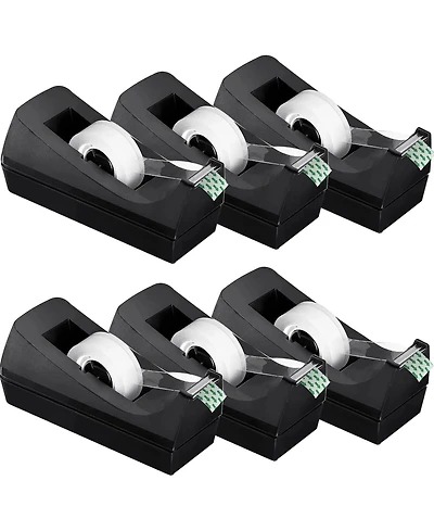 Danrong 6 Pack Clear Tape Dispenser Set Non Slip Base Desktop Office School Supplies