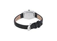 Peugeot Women's Vintage Rectangular Silver Case Small Face Watch with Leather Strap