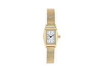 Peugeot Women's Vintage 14K Gold-Plated Rectangular Small Face Watch with Gold Mesh Bracelet