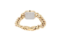 Peugeot Women's 14K Gold-Plated Rectangular Black Dial Link Bracelet Watch