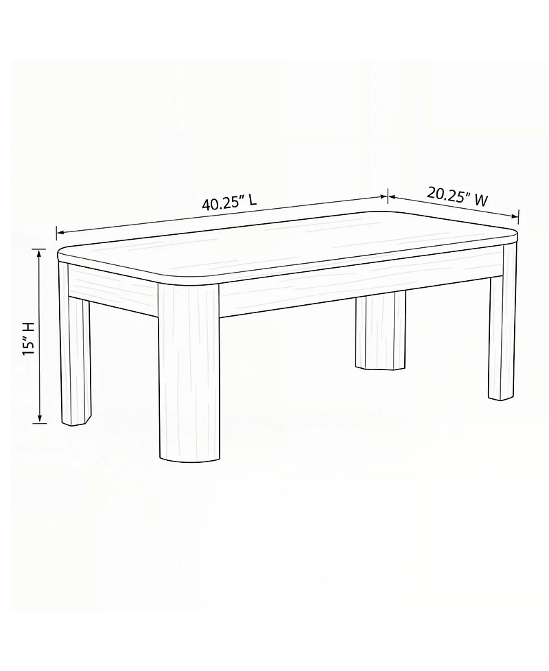 Sunset Living Furniture Modern Rounded Rectangular Coffee Table