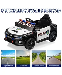 homfan 12V Licensed Toyota Police Ride On Car, 4WD, Remote Control, Led Lights, Music, Spring Suspension, Safety Belt, Truck Bed Storage