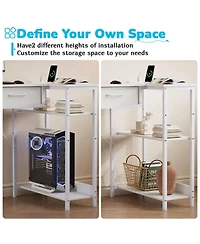 homfan 40" L-Shaped Gaming Desk – Power Outlet, 3-Tier Shelves, 2 Drawers and Headphone Hook for Small Spaces