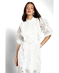 Coast Women's Lace-Ruffle Belted Midi Dress