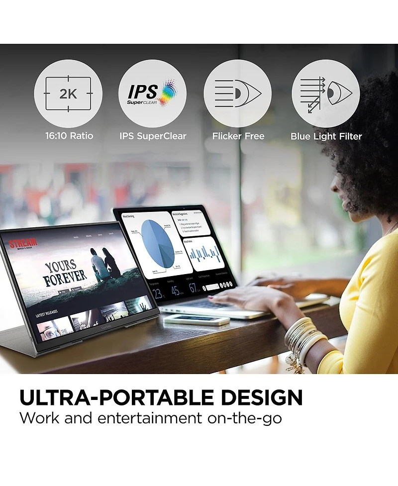 ViewSonic VG1656-2K 16" 16:10 Wqxga Portable Usb-c Ips Led Monitor