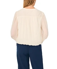Vince Camuto Women's Split Neck Long-Sleeve Bubble Hem Blouse