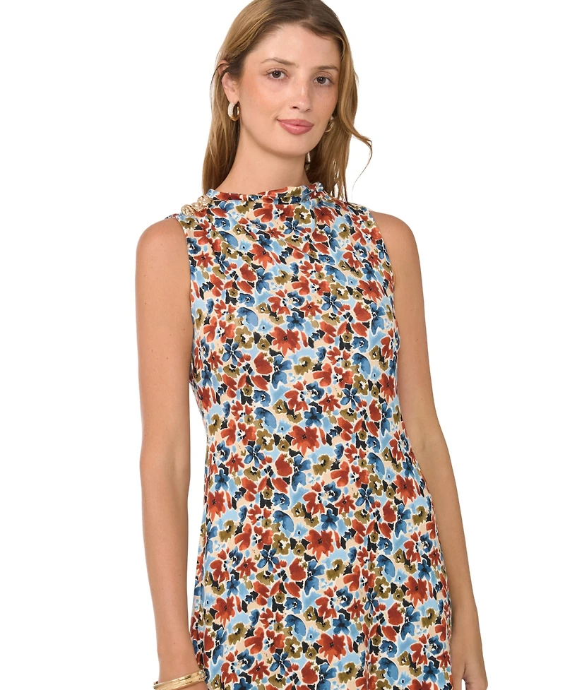 Vince Camuto Women's Sleeveless Mock Neck Knit Midi Dress