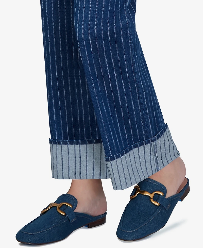 Ruby Rd. Petite Pinstripe Wide Cuff Jeans