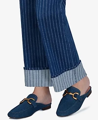 Ruby Rd. Petite Pinstripe Wide Cuff Jeans