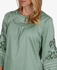 Ruby Rd. Petite Embroidered Sleeve Voile Top
