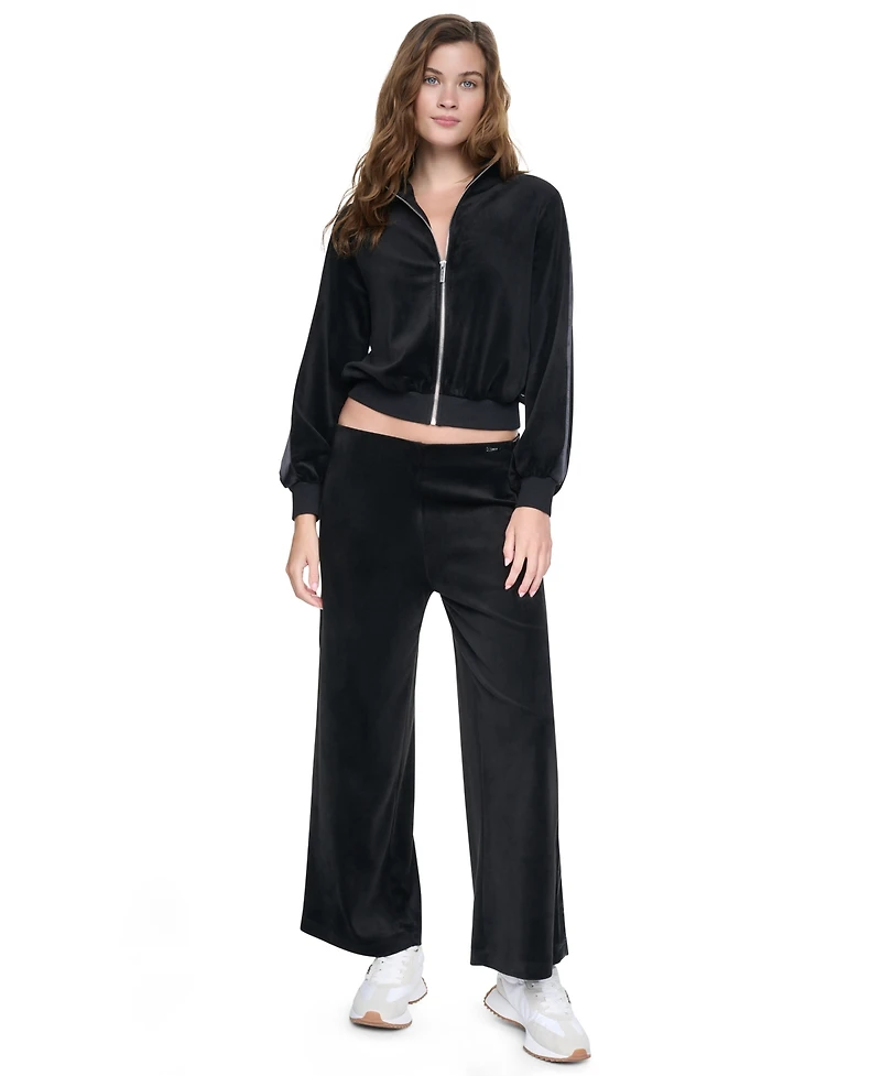 Dkny Jeans Petite Velour Wide-Leg Pull-On Pants