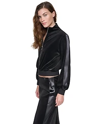 Dkny Jeans Petite Mock-Neck Zip-Front Jacket