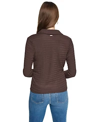 Dkny Jeans Petite Fitted Collared Neck Top