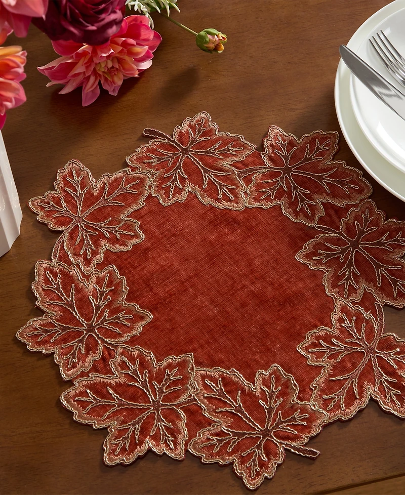 Lenox Lurex Leaves Velvet Round Placemat, 15" x 15"