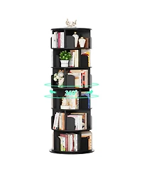 Aheaplus Rotating Bookcase, 360 Display Corner Bookshelf for Small Space