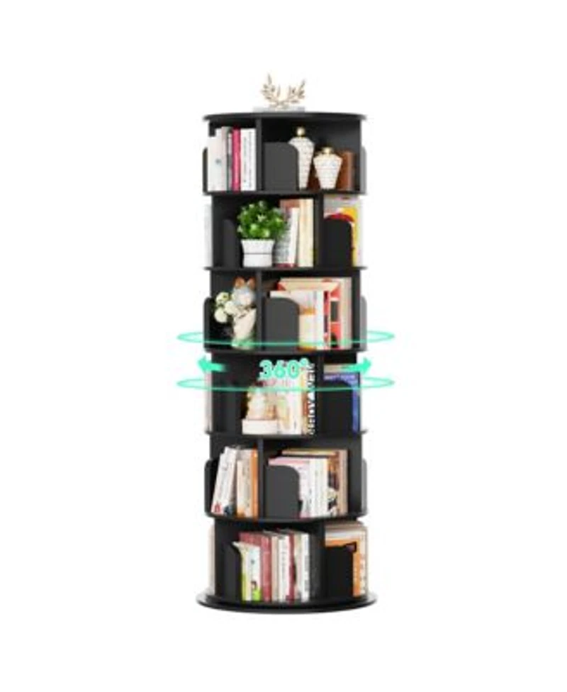360 Display Wooden Rotating Bookcase Corner Bookshelf For Small Space